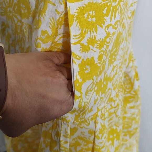 Joie Dress M Linen Floral Yellow Nala Summer Resort Cruise NEW - Picture 11 of 16